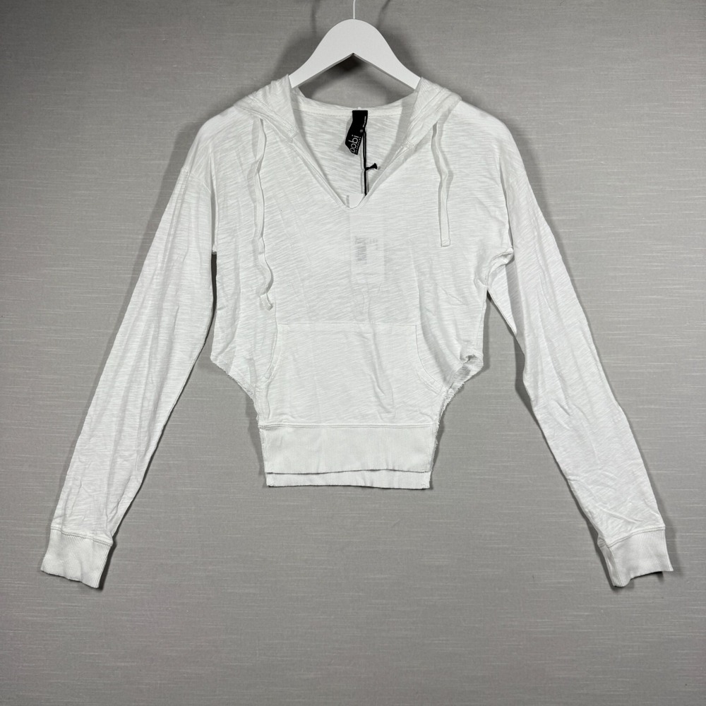 Bobi Los Angeles Hoodie Womens Small White Cropped Open Sides Activewear Casual